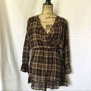 Plaid print flowy mini dress